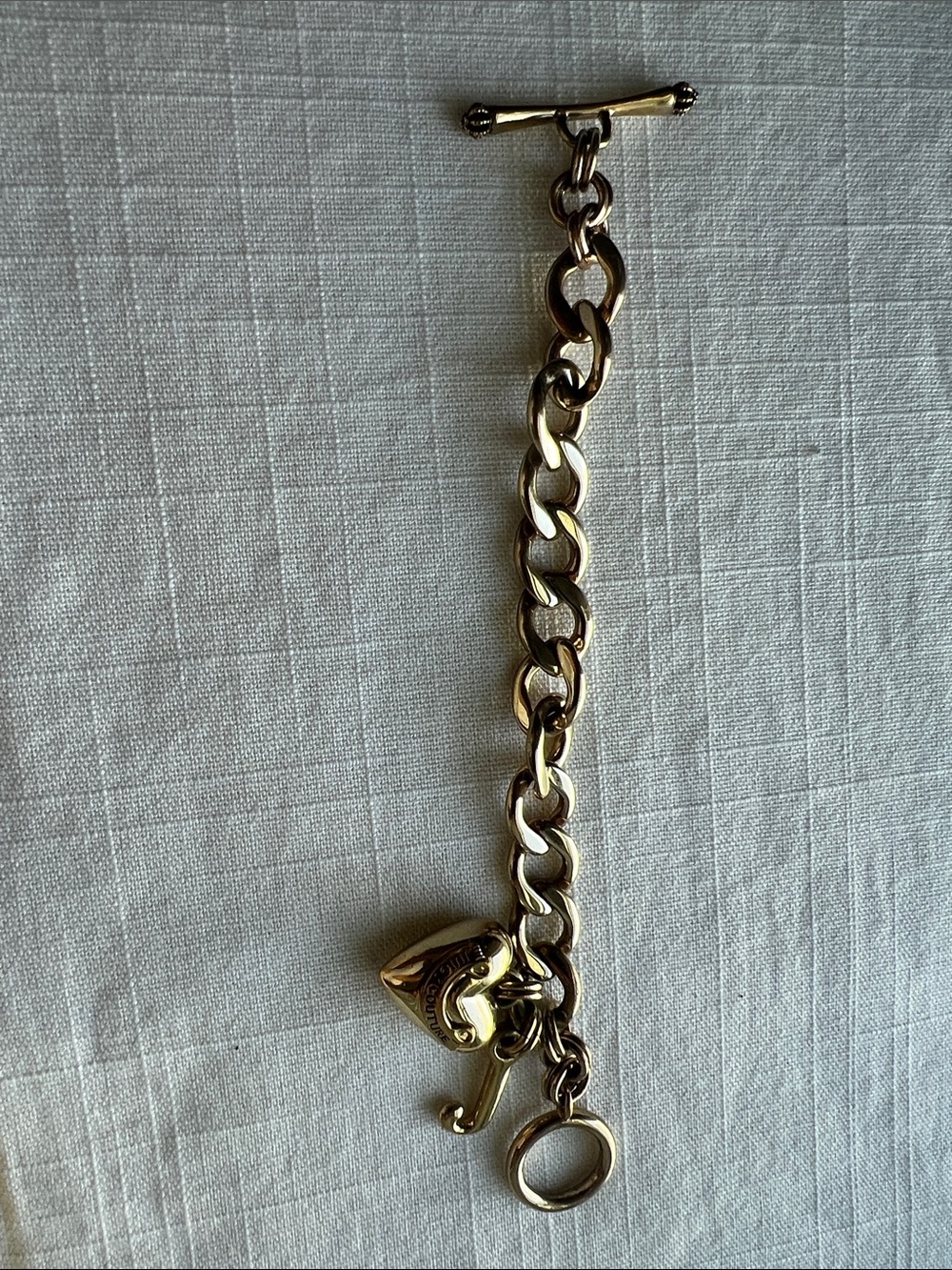 Vintage Y2K Juicy Couture Puffed Heart & J Charm Bracelet 7.5"⁠